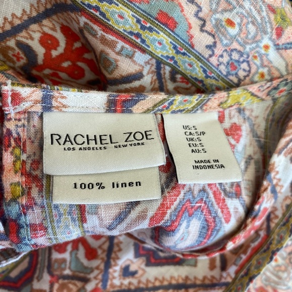 Rachel Zoe Linen Aztec Print Trapeze Dress - Picture 8 of 8